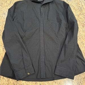 Women’s 12 Black Long-Sleeve Button Front shirt